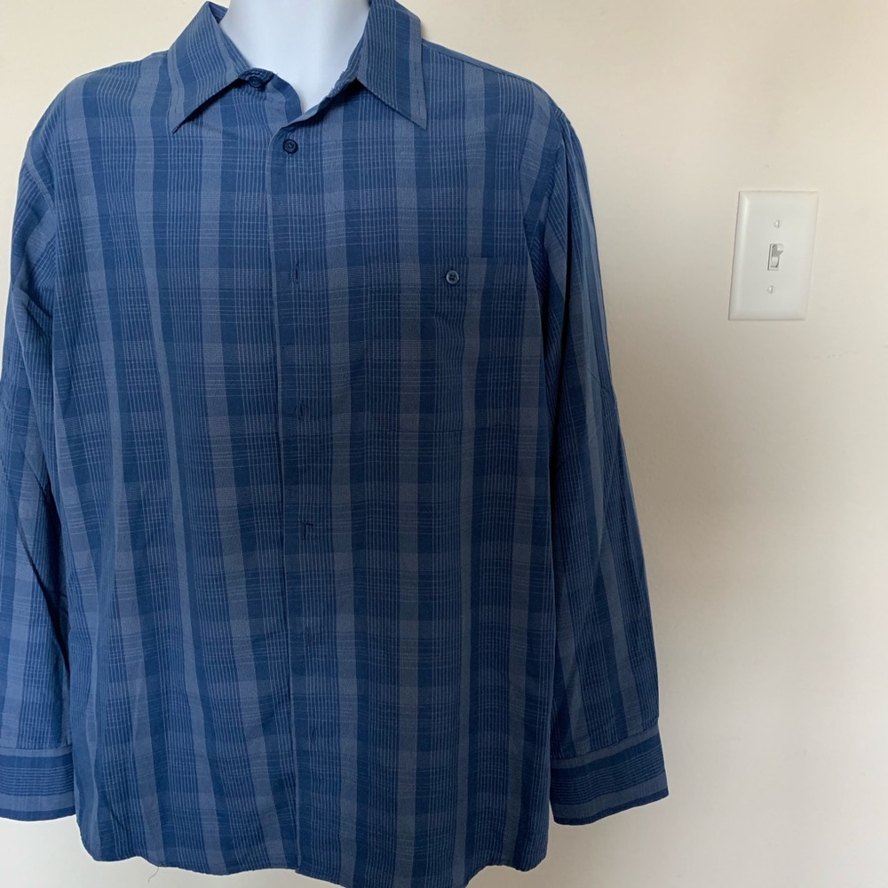 Men’s Blue Dress Shirt with Stripes